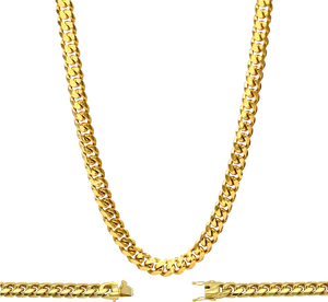 Gold Cuban Link Chain Necklace PNG Image