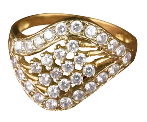 Gold Diamond Ring Closeup PNG Image