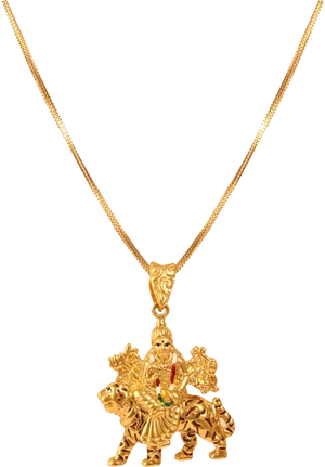 Gold Durga Pendant Necklace PNG Image