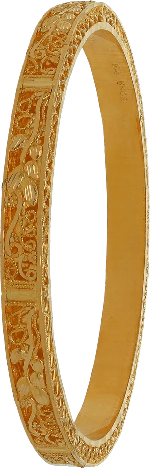 Gold Engraved Bangle Jewelry PNG Image