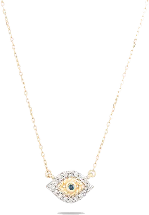 Gold Evil Eye Pendant Necklace PNG Image