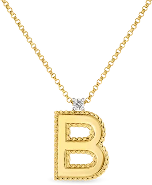 Gold Letter B Pendant Necklace PNG Image