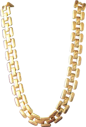 Gold Link Necklace Black Background PNG Image