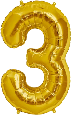 Gold Number3 Balloon PNG Image