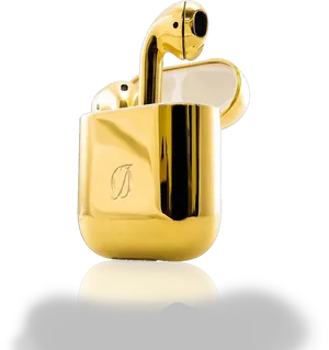 Gold Plated Airpodswith Case PNG
