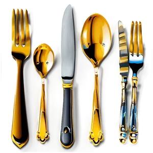 Gold Plated Dinner Utensils Png 13 PNG Image