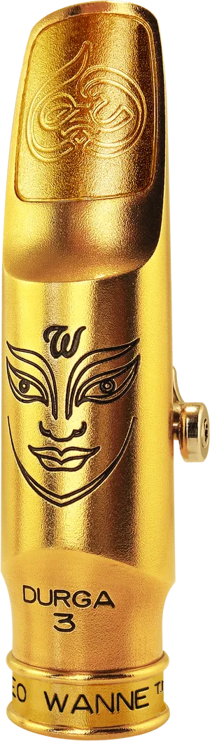 Gold Saxophone Mouthpiece Durga Design PNG Image