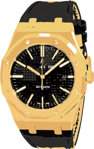 Gold Tone Automatic Wristwatch PNG Image