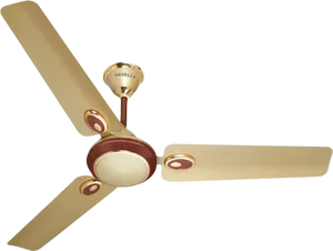 Gold Tone Ceiling Fan Havells Model PNG