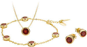 Gold Tone Imitation Jewelry Setwith Red Gemstones PNG Image