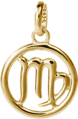 Gold Virgo Zodiac Pendant PNG Image