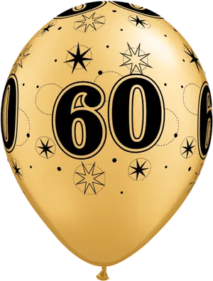 Gold60th Celebration Balloon PNG Image