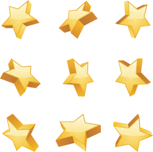 Golden_3 D_ Stars_ Pattern PNG Image