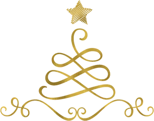 Golden Abstract Christmas Tree Design PNG Image