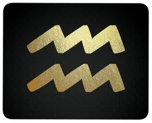 Golden Aquarius Symbolon Black Background PNG Image