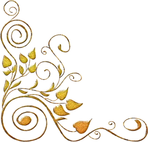 Golden Arabesque Floral Design PNG Image