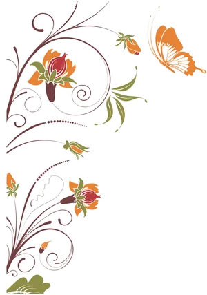 Golden Arabesque Floral Design PNG Image