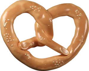 Golden Baked Pretzelwith Salt Granules PNG Image