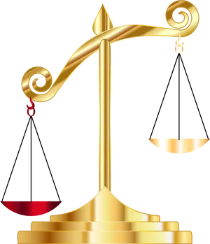 Golden Balance Scale Uneven Weights.png PNG Image