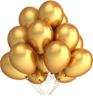 Golden Balloons Celebration Bunch PNG Image