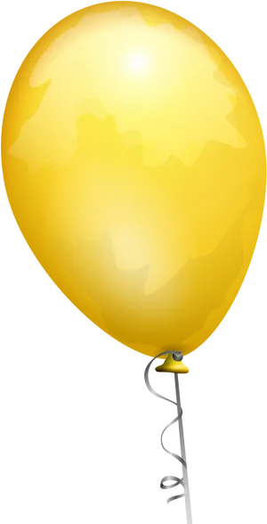 Golden Balloonwith Ribbon PNG Image