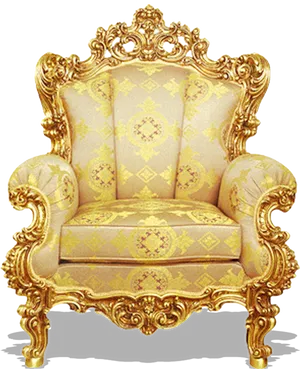 Golden Baroque Style Chair PNG Image