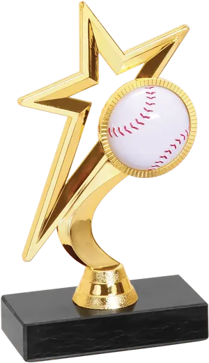 Golden Baseball Star Trophy PNG Image