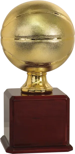 Golden Basketball Trophyon Wooden Base PNG Image