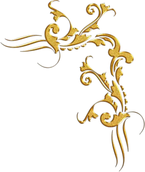 Golden Batik Flourish Design PNG Image