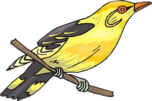 Golden Bird Illustration PNG Image