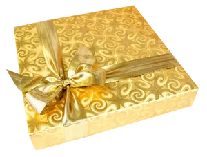 Golden Birthday Gift Boxwith Ribbon PNG Image