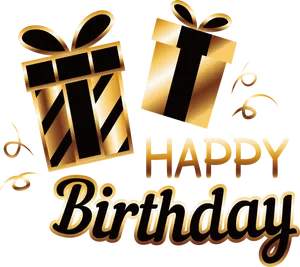 Golden_ Birthday_ Gifts_ Celebration PNG Image