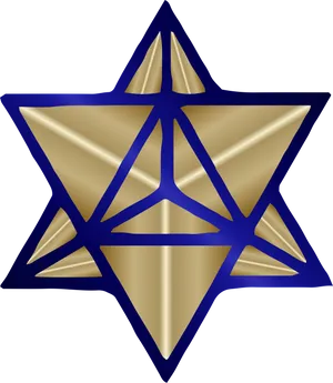 Golden Blue Merkaba Star PNG Image