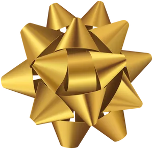 Golden Bow Ribbon Decoration PNG Image