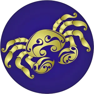 Golden Cancer Zodiac Symbol PNG Image