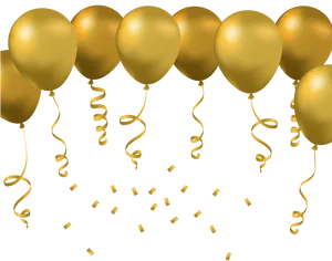 Golden Celebration Balloons PNG Image