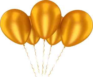 Golden Celebration Balloons PNG Image