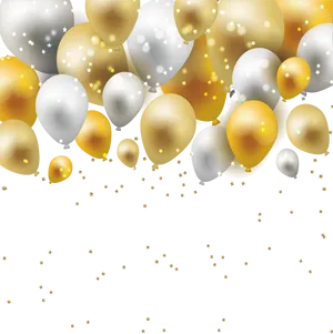 Golden Celebration Balloons PNG Image