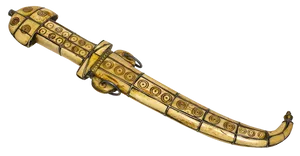 Golden Ceremonial Dagger Artifact PNG Image