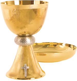 Golden Chaliceand Paten Set PNG Image