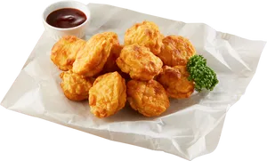 Golden Chicken Nuggetswith Dipping Sauce PNG Image