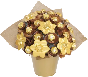 Golden Chocolate Flower Bouquet PNG Image