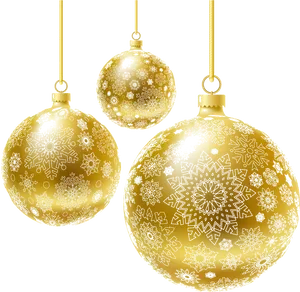 Golden Christmas Ornaments PNG Image