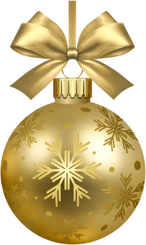 Golden Christmas Ornamentwith Bow PNG Image