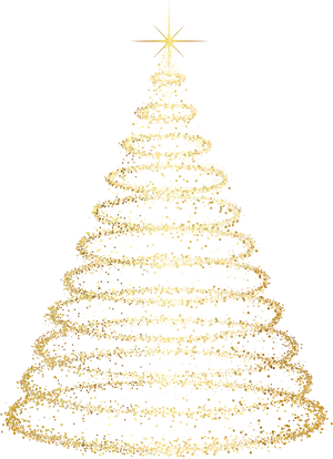 Golden Christmas Tree Illustration PNG Image