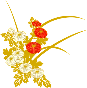 Golden_ Chrysanthemum_ Illustration PNG Image