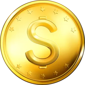 Golden Coin With Dollar Sign PNG Image