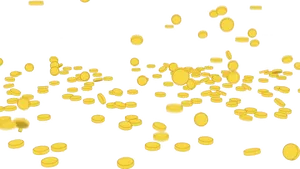 Golden Coins Falling Pattern PNG Image