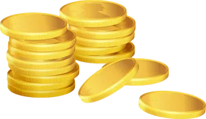 Golden Coins Stacked Graphic PNG Image