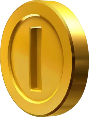 Golden Coinwith Slot3 D Render PNG Image